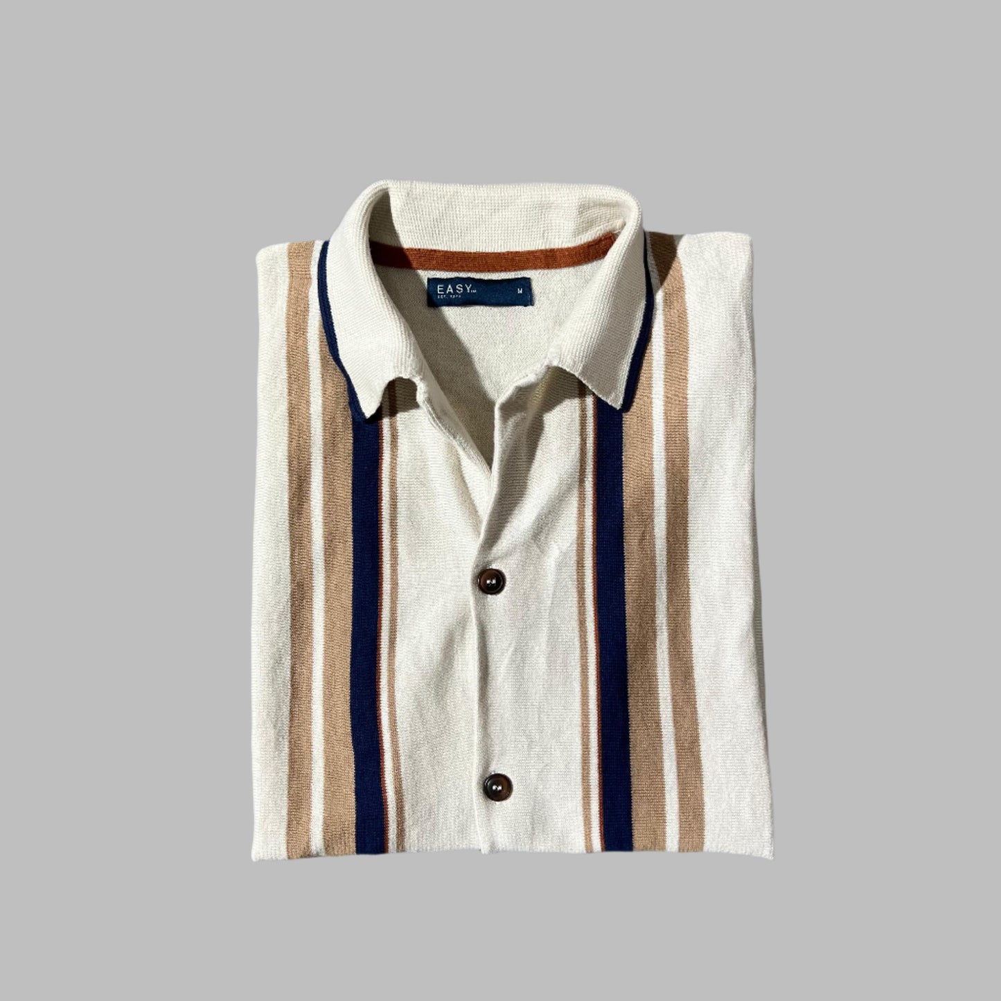 Light Beige Buttoned-down Knitted Shirt