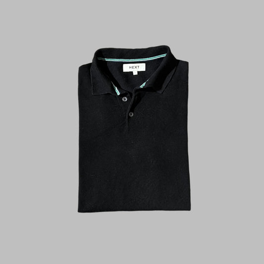 Jet Black Soft Cotton Half Sleeves Knitted Polo