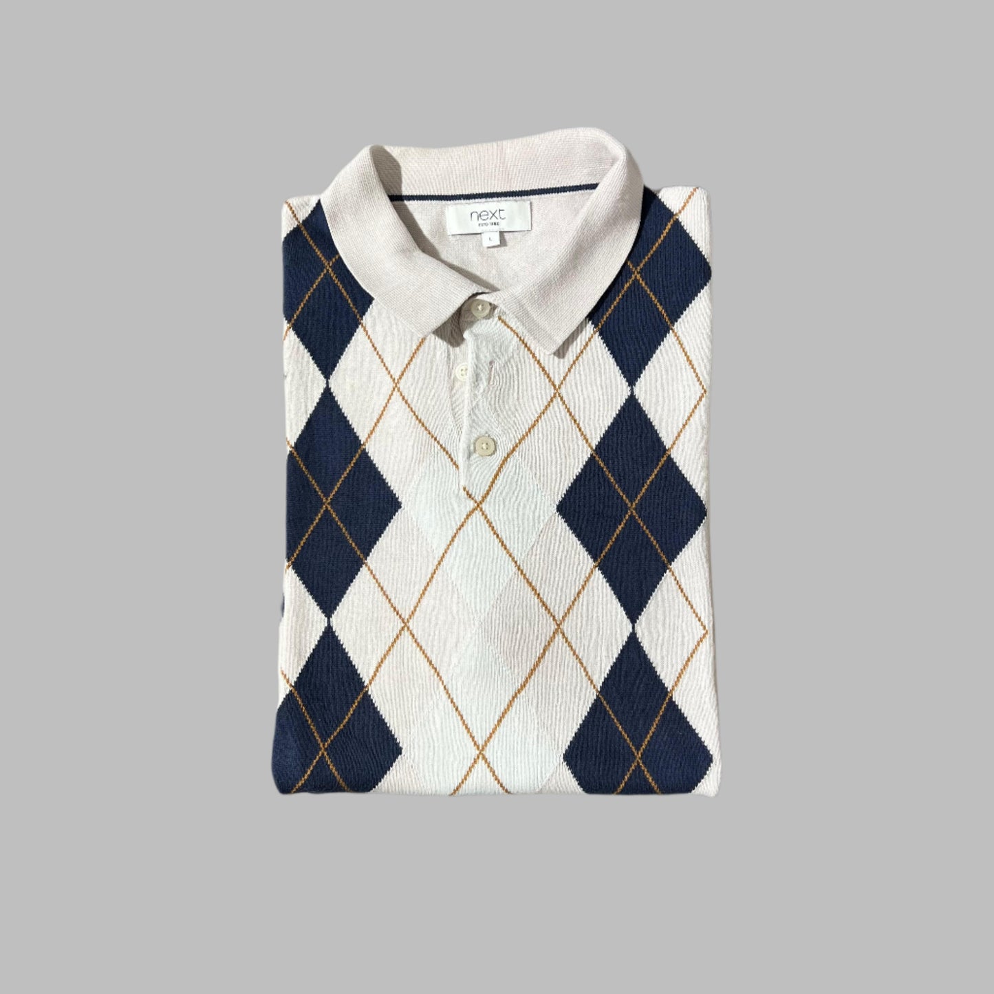 Pearl White Patterned Knitted Half Sleeves Polo