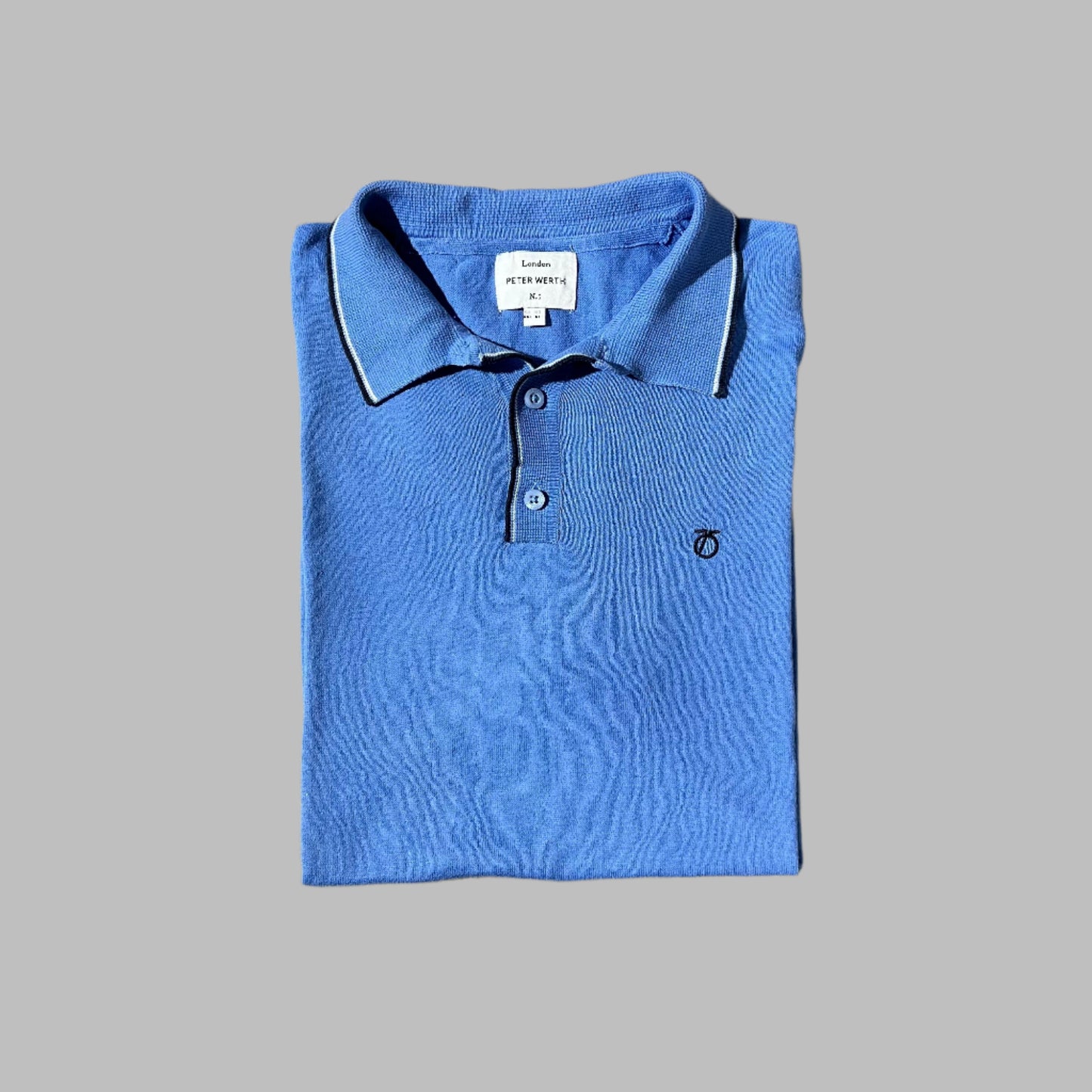 Deep Sky Blue Knitted Half Sleeves Polo