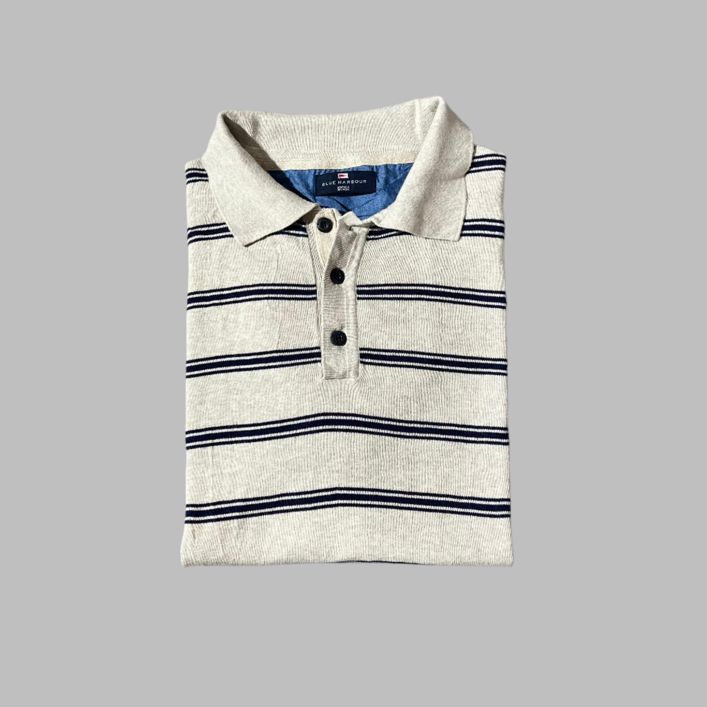 Skin Striped Knitted Half Sleeves Polo