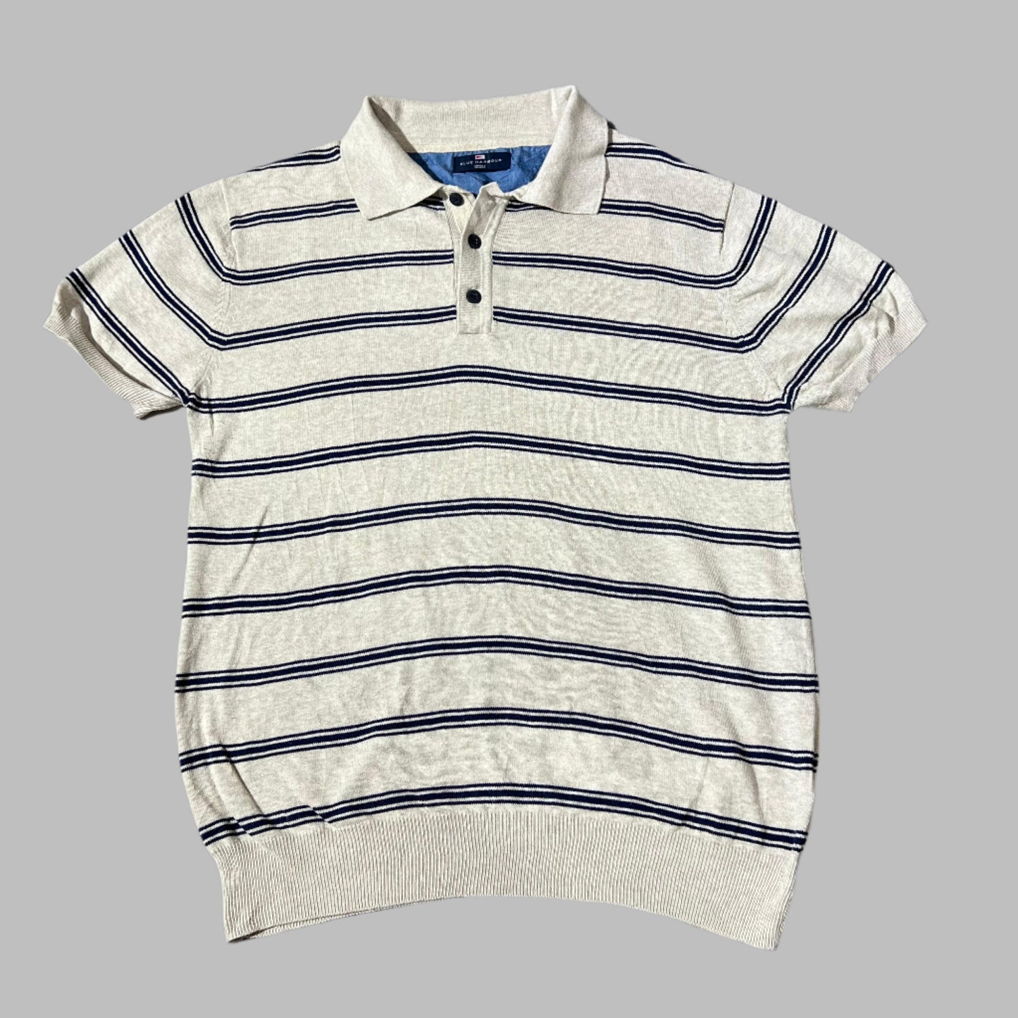 Skin Striped Knitted Half Sleeves Polo