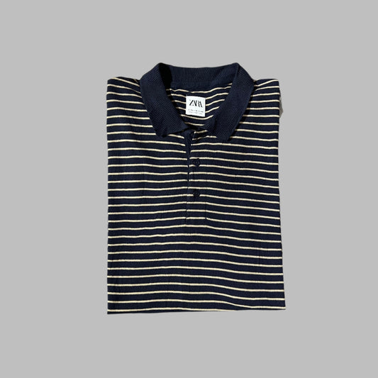 Black Stripped Knitted Polo