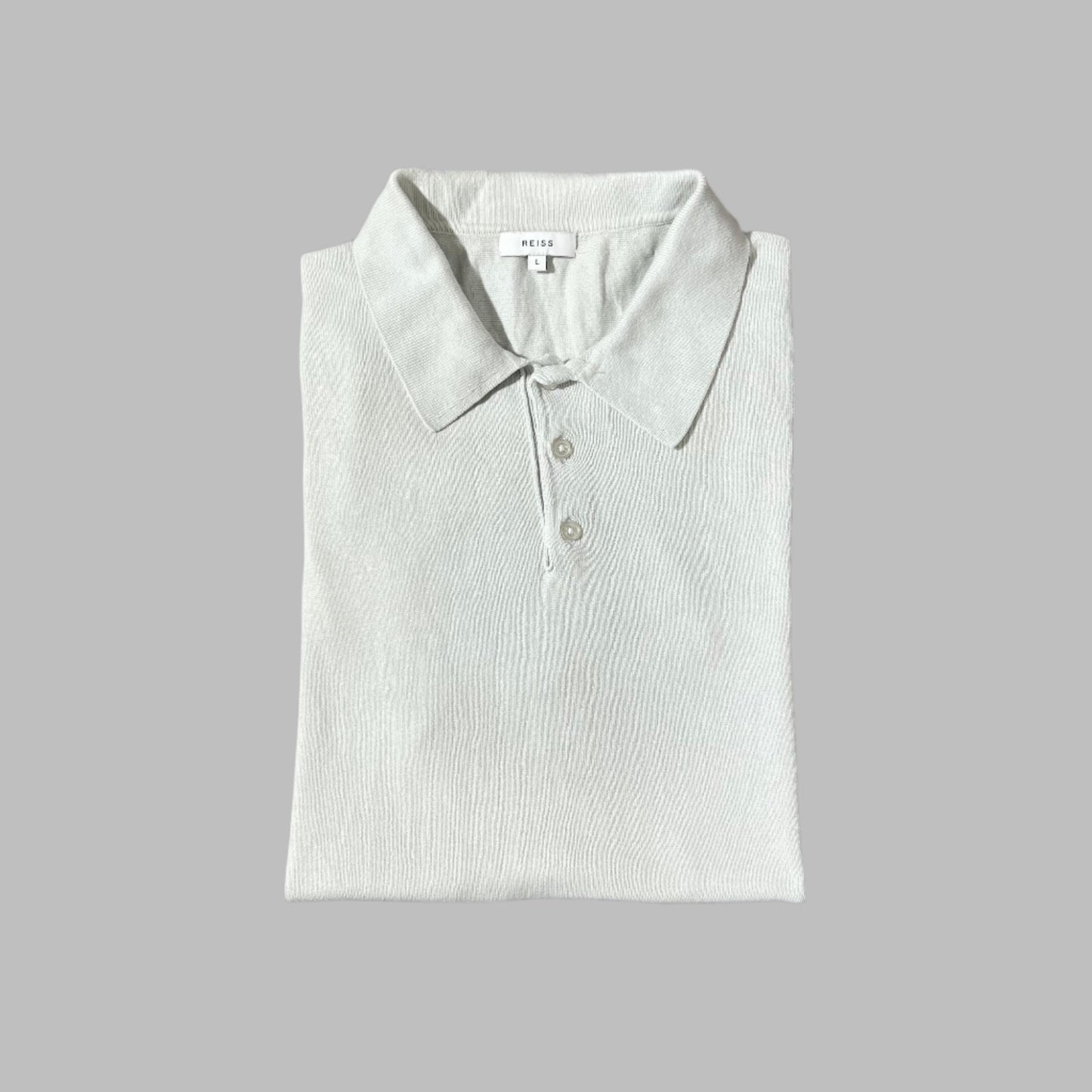 Ivory White Cotton Half Sleeves Knitted Polo