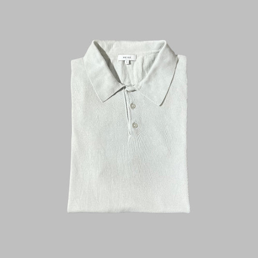 Ivory White Cotton Half Sleeves Knitted Polo