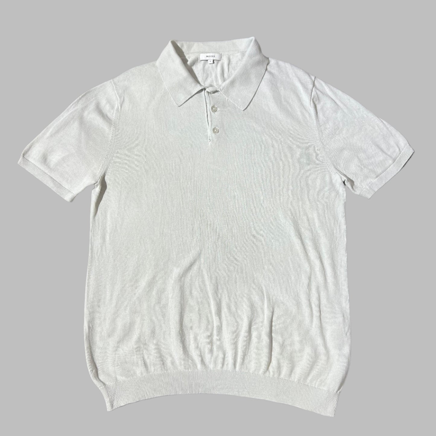 Ivory White Cotton Half Sleeves Knitted Polo
