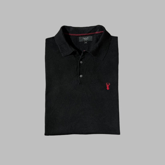 Black Soft Cotton Knitted Polo