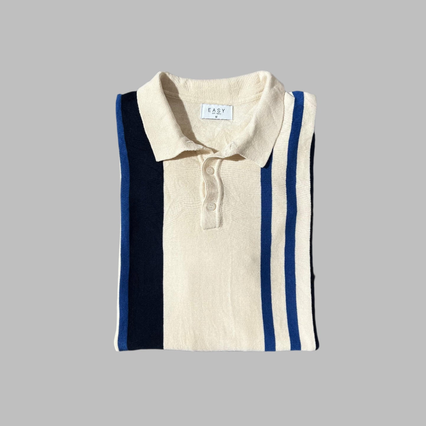 Pearl White Stripped Half Sleeves Polo