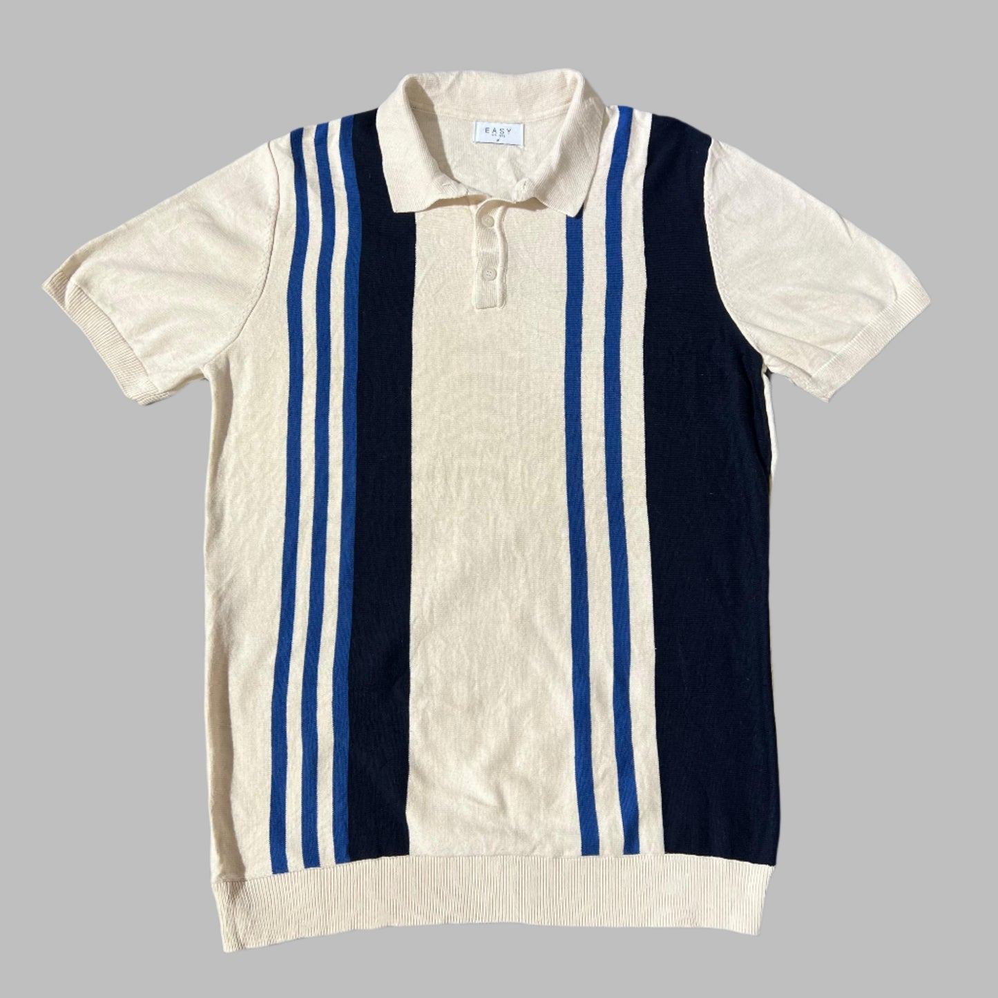 Pearl White Stripped Half Sleeves Polo