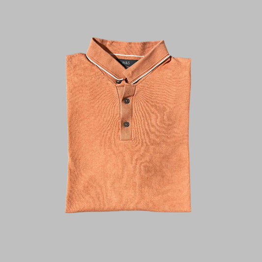 Orange Cotton Rich Half Sleeves Knit Polo