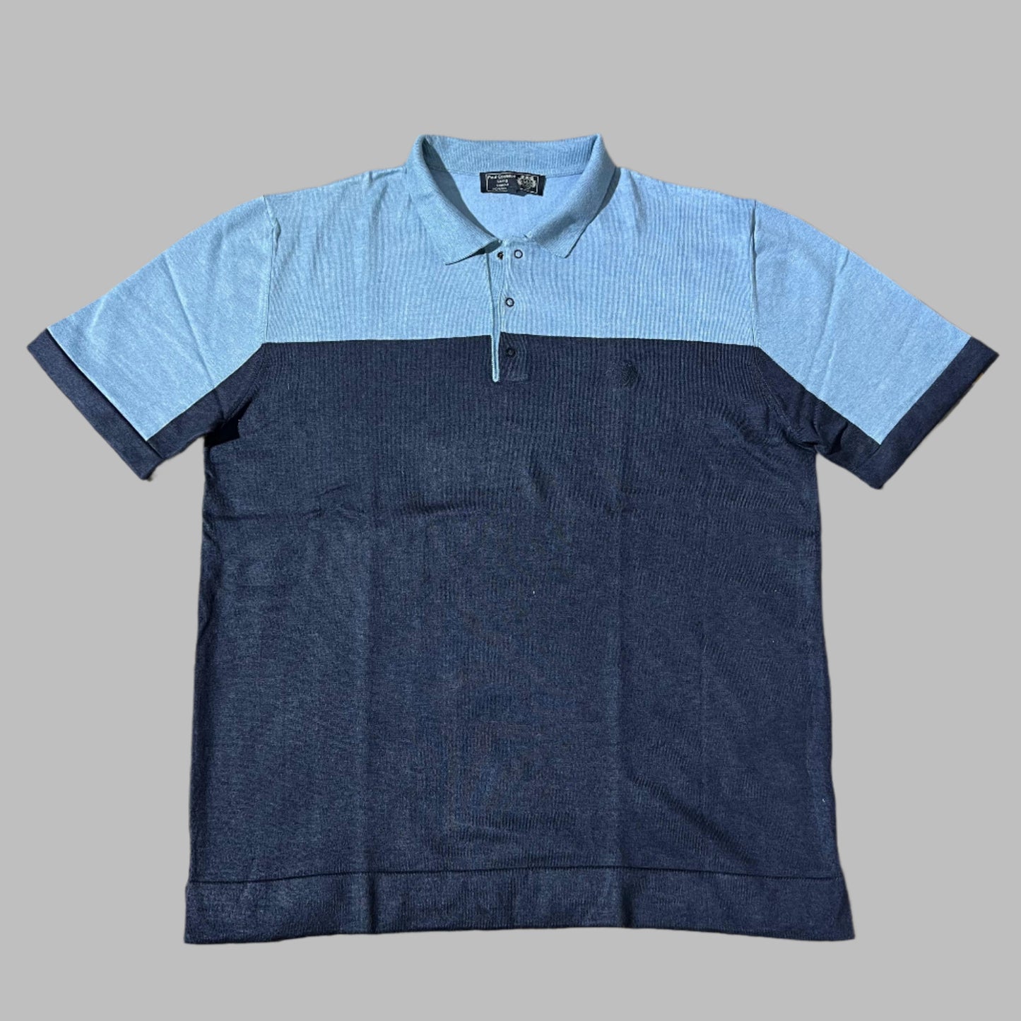 Two toned Blue Half Sleeves Knitted Polo