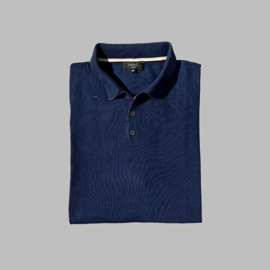 Dark Blue Cotton Half Sleeves Polo