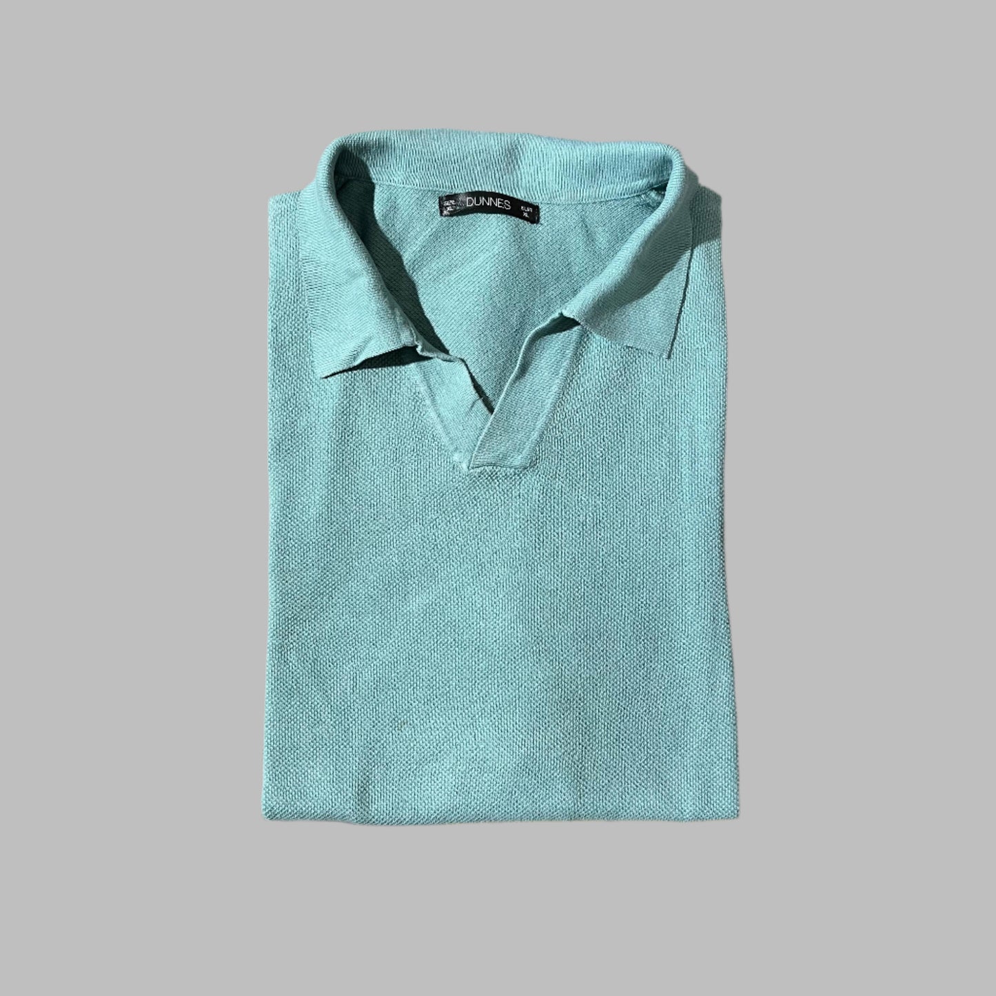 Turquoise Green Textured Busan Collar Half Sleeves Polo