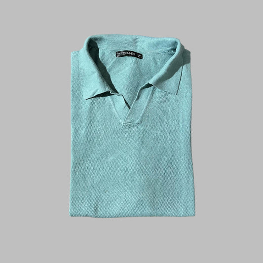 Turquoise Green Textured Busan Collar Half Sleeves Polo