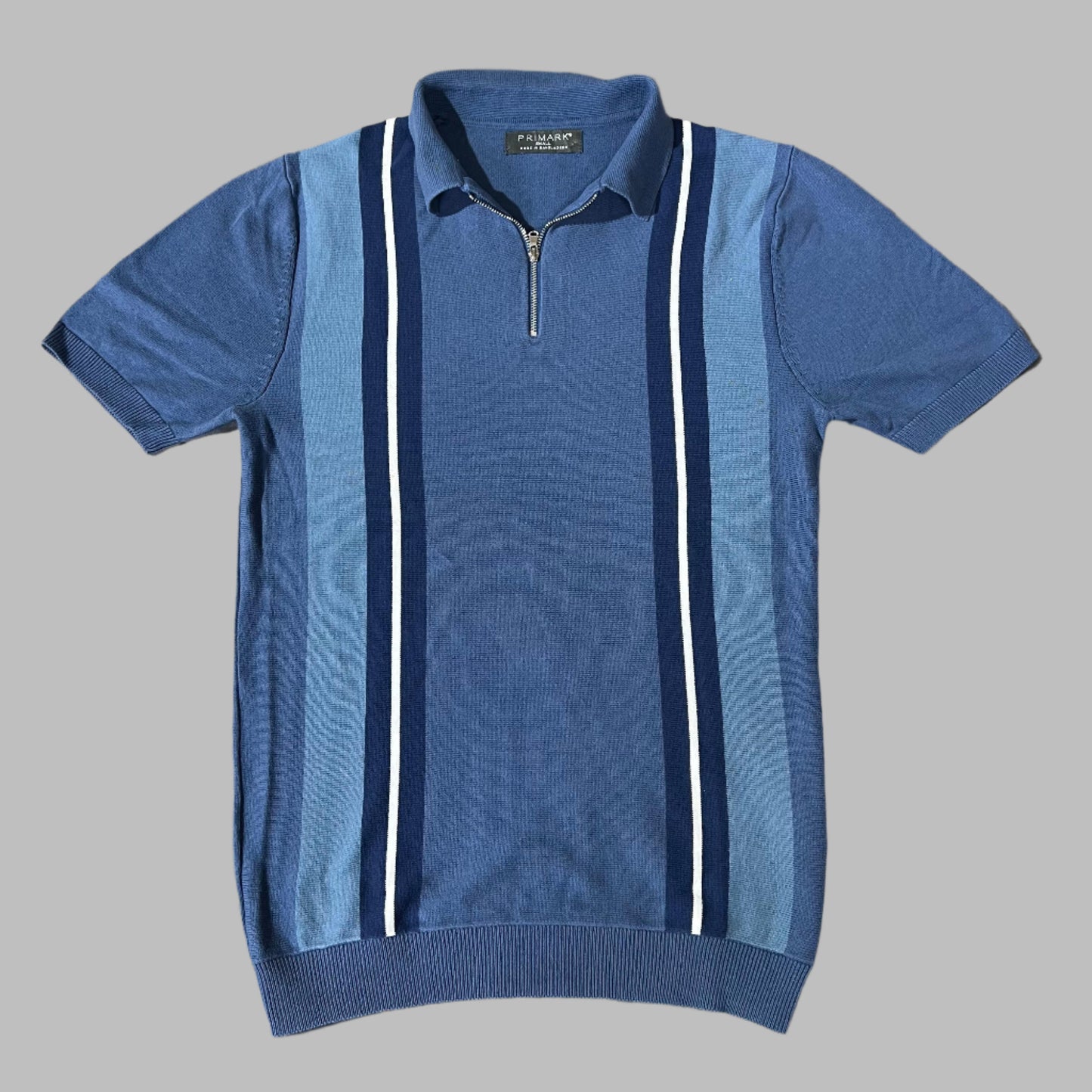 Multi Color Striped Knitted Zipper Polo