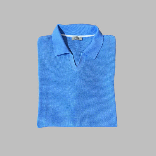 Textured Knit Half Sleeves Busan Collar Polo