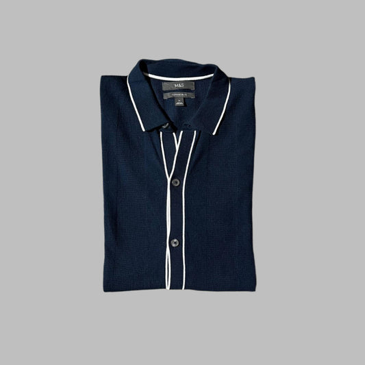 Blue Luxury Soft Cotton Half Sleeves Buttoned Down