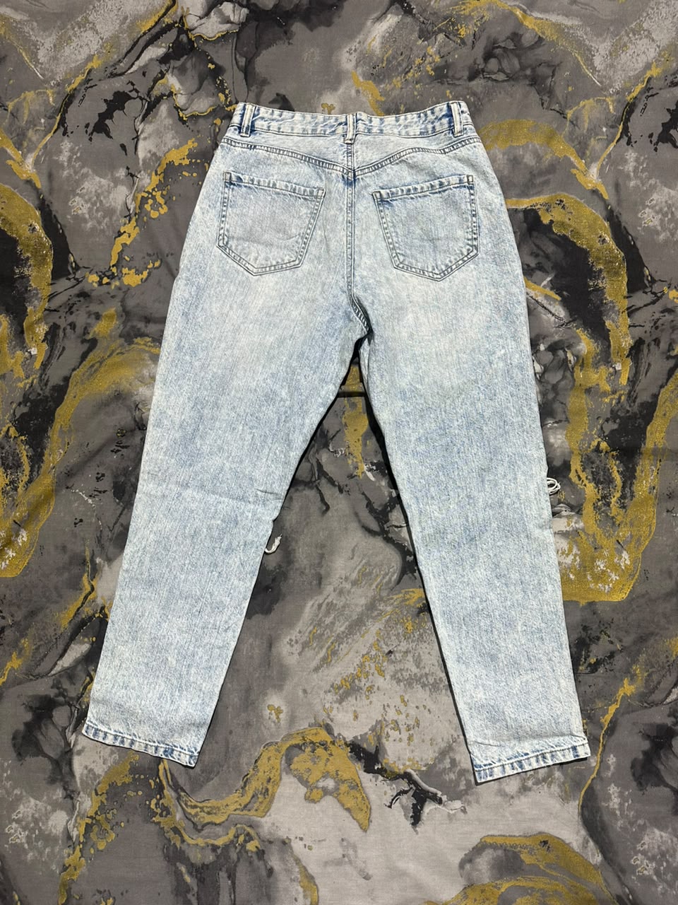 Light Blue Acid Washed Ripped Women Jeans