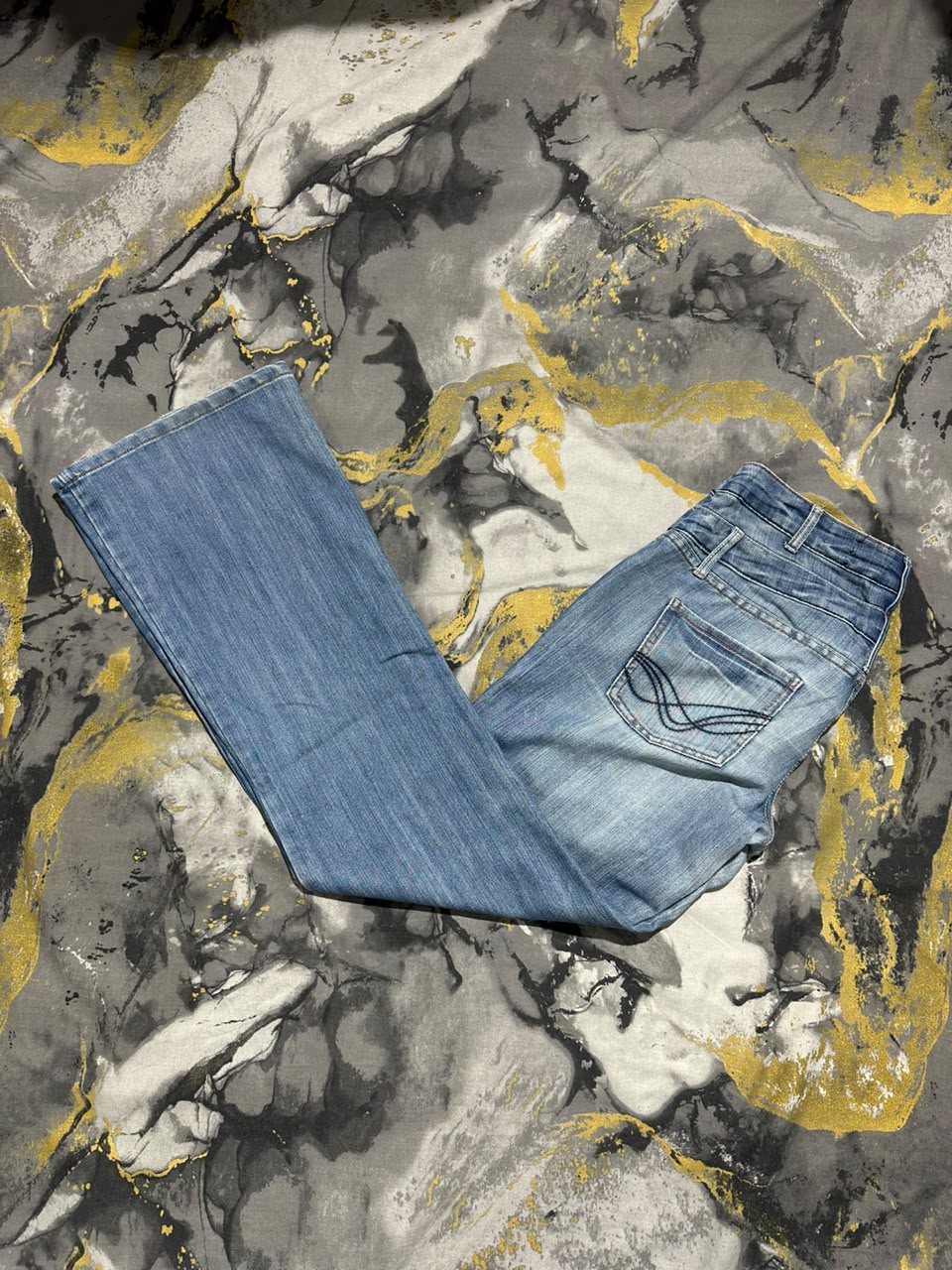 Blue Fade Washed Bootcut Jeans