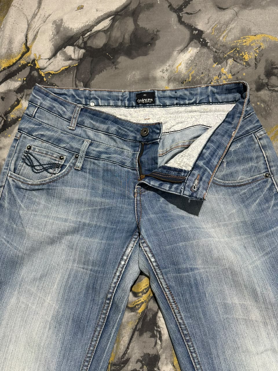 Blue Fade Washed Bootcut Jeans
