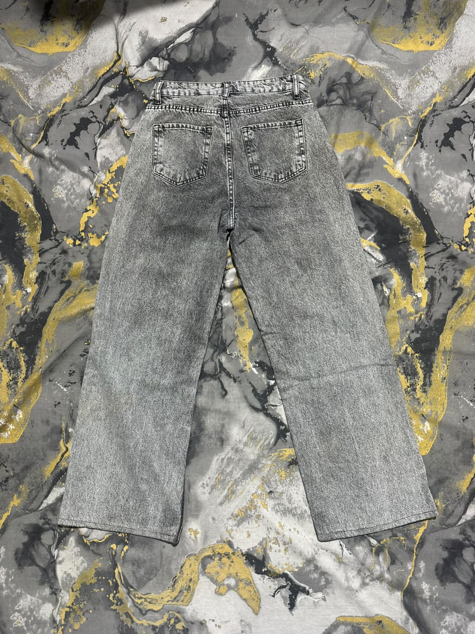Gray Acid Washed Baggy Jeans