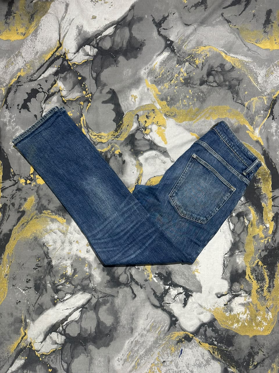 Dark Blue Straight Fit Faded Wash Jeans