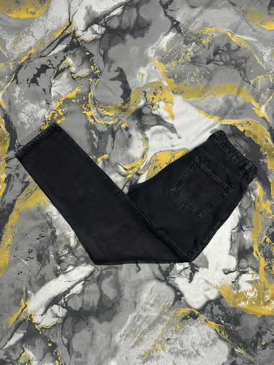Black Straight Fit Ripped Denim Jeans