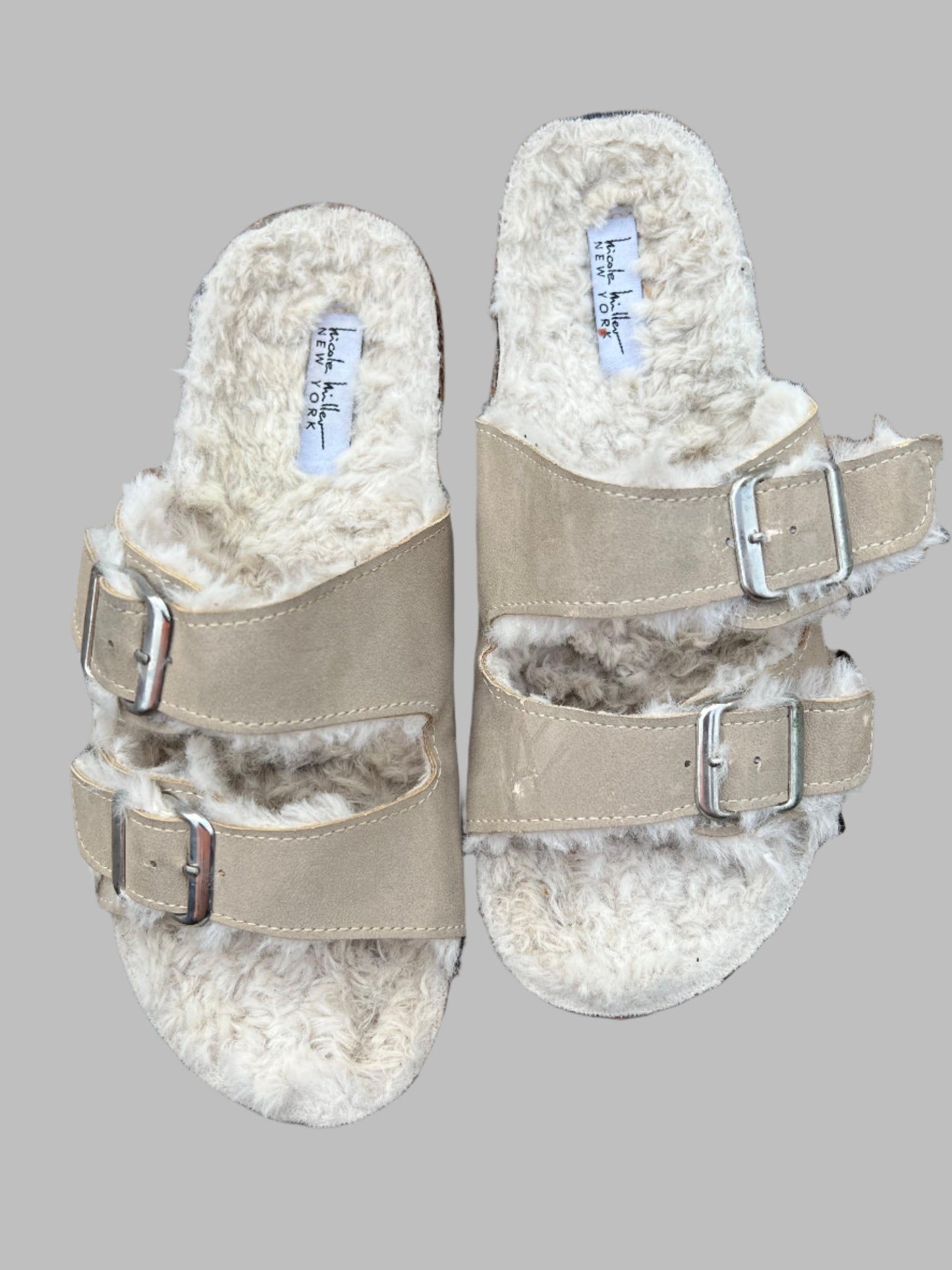 White Fur Slip on Shoes
