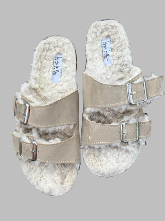 White Fur Slip on Shoes